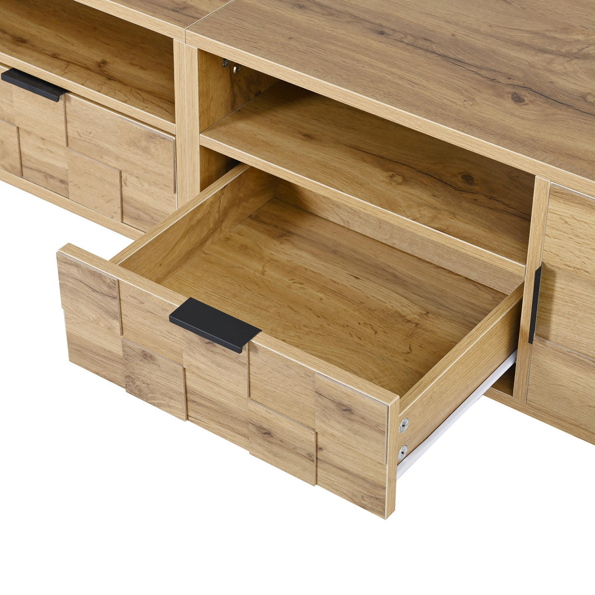 TV-LOWBOARD eiche-optik 160 cm mit 2 schubladen & 2 türen - Naturfarben, Holzwerkstoff (160/42.5/35cm) - Urban Meuble