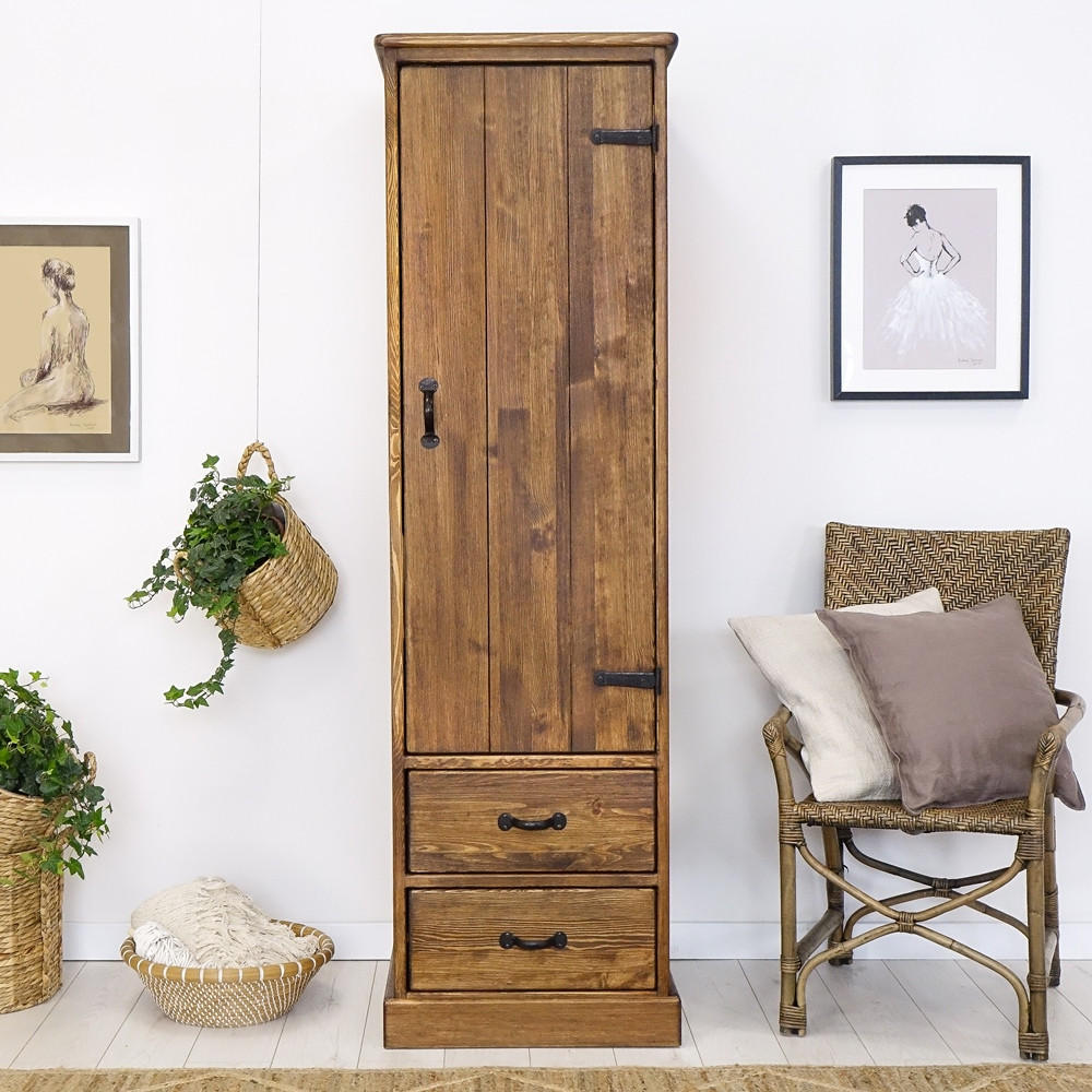KLEIDERSCHRANK aus Massivholz Rustyk 1D - Dunkelbraun/Schwarz, Holz (57/190/60cm) - Seart