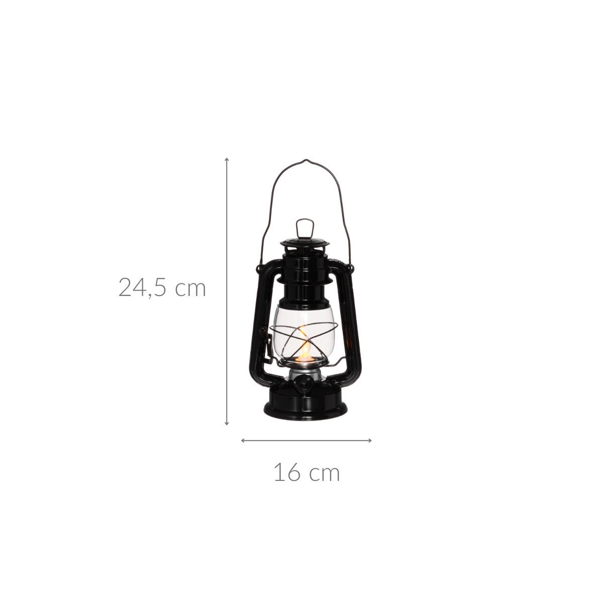 LED-STURMLAMPE 24,5 cm - Schwarz, Metall (16/24.5/11.5cm)