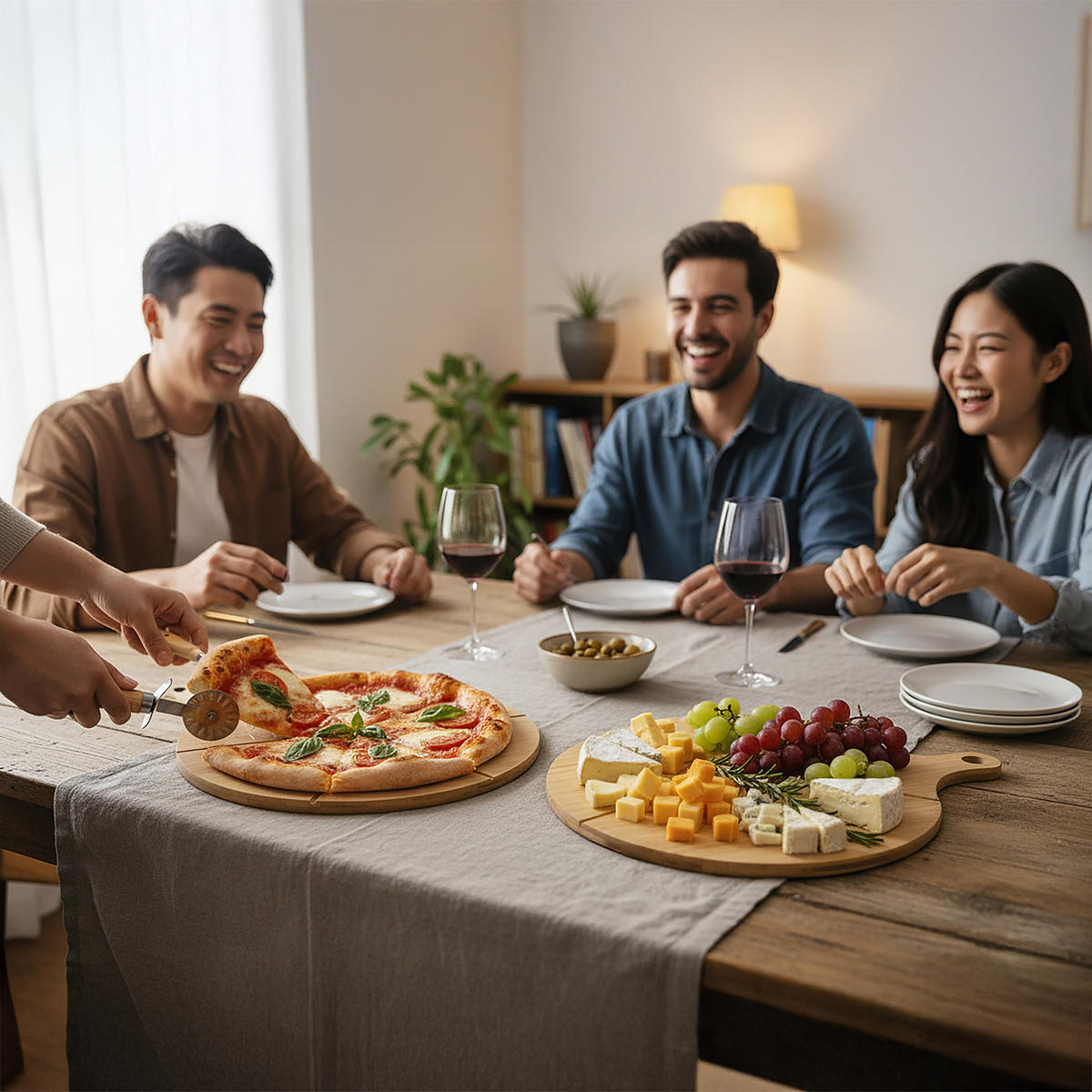 2XPIZZATELLER - Hellbraun, Holz (33cm) - Relaxdays