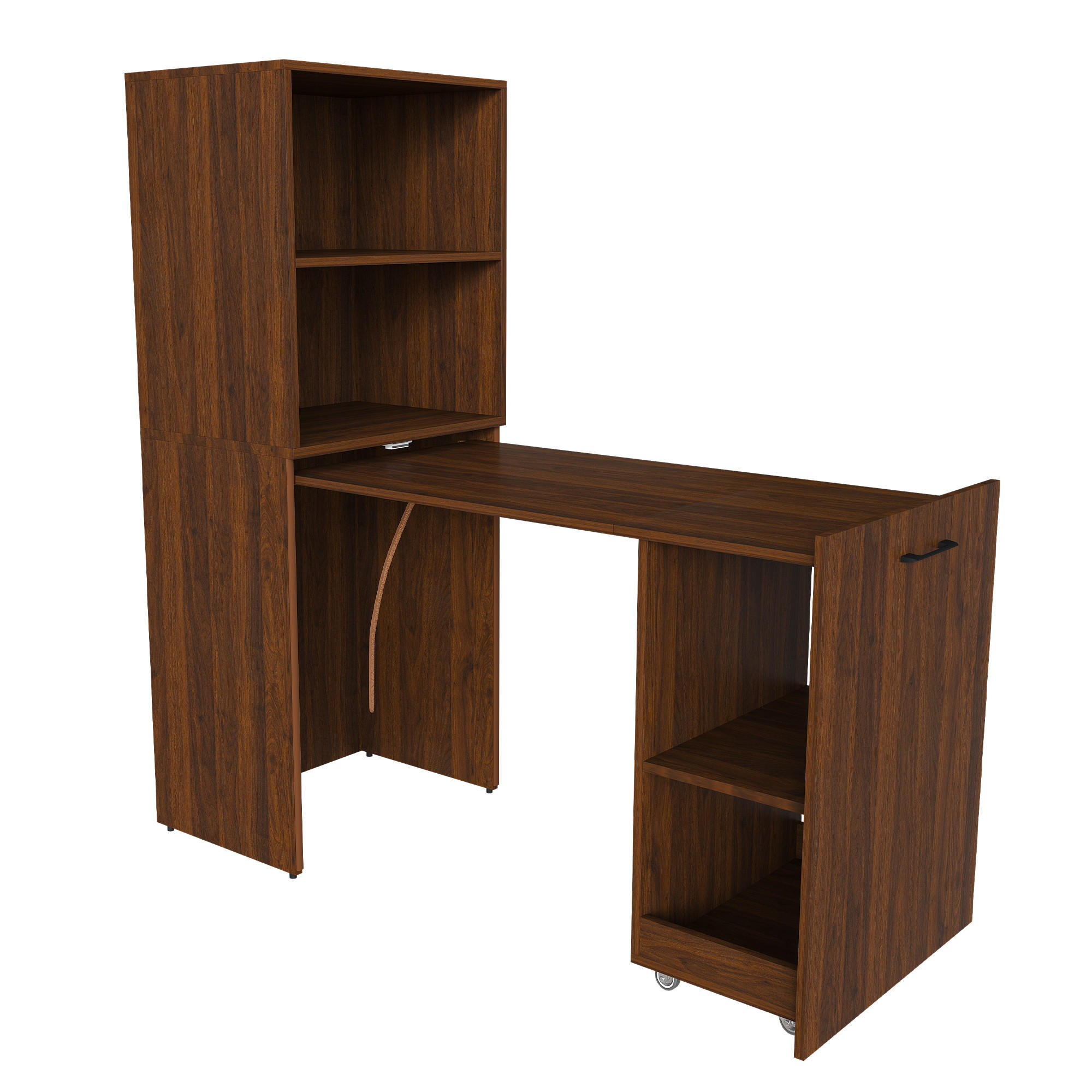 SCHREIBTISCH mit Stauraumschrank platzsparender Klappschreibtisch - Nussbaumfarben, Holzwerkstoff (55/80/136cm) - Gisaae