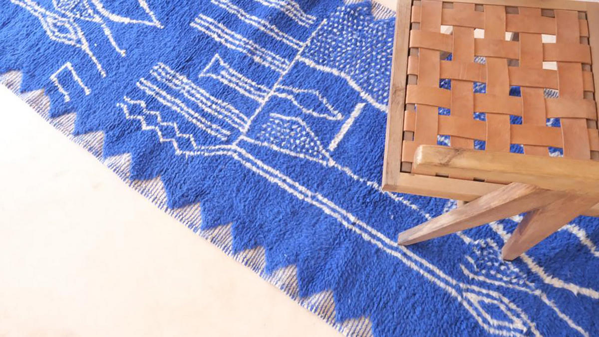 BERBERTEPPICH aus Marokko aus reiner Wolle 200x 300 cm - Blau, Naturmaterialien (200/300cm) - AFK Living