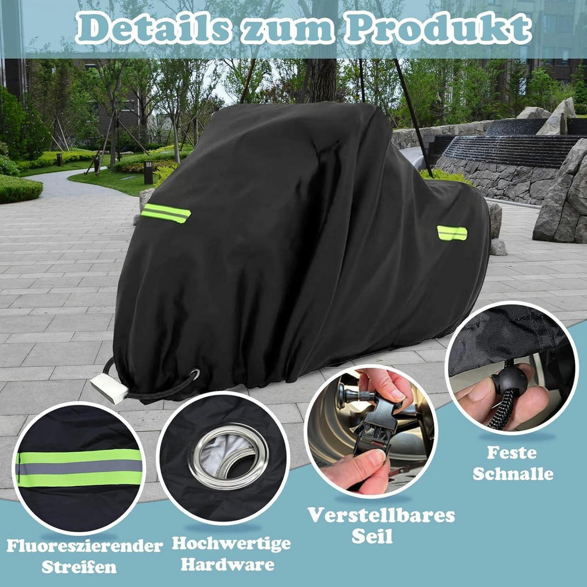 FAHRRADABDECKUNG Wasserdicht 205 x 110 x 80 cm 210D Oxford-Gewebe - Schwarz, Textil (110/80/205cm)