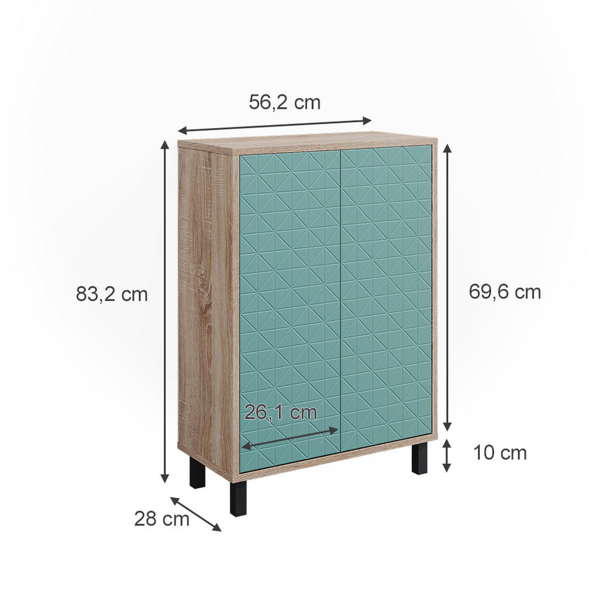 MIDISCHRANK Agasta Mintgrün 56.2 x 83.2 cm - Mintgrün, Holzwerkstoff (56.2/83.2/28cm) - Vicco