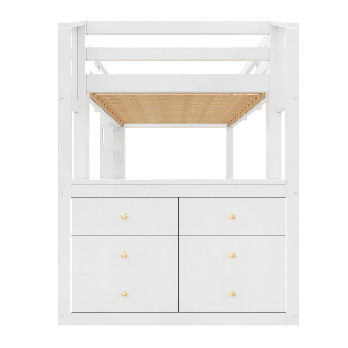 HOCHBETT 90/200 cm in Weiß mit 3 Schubladen, Regalen und LED-Beleuchtung - Weiß, Holz (90/200cm) - Flora Grace