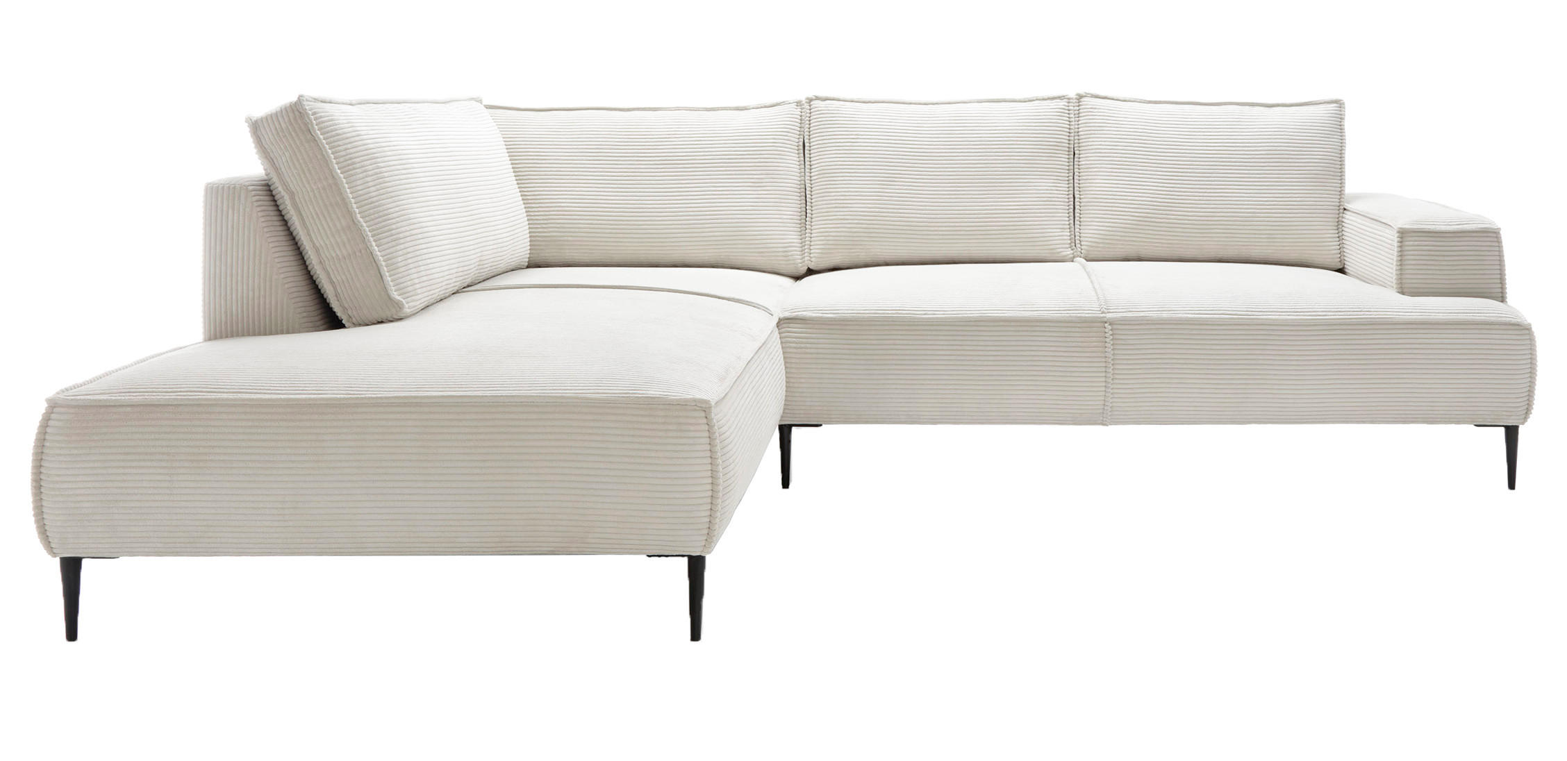 SCHLAFSOFA 275 cm L-Form Harmonia mit Beinen, Links, Ecru - Ecru, Holz (275/195cm) - Emporius