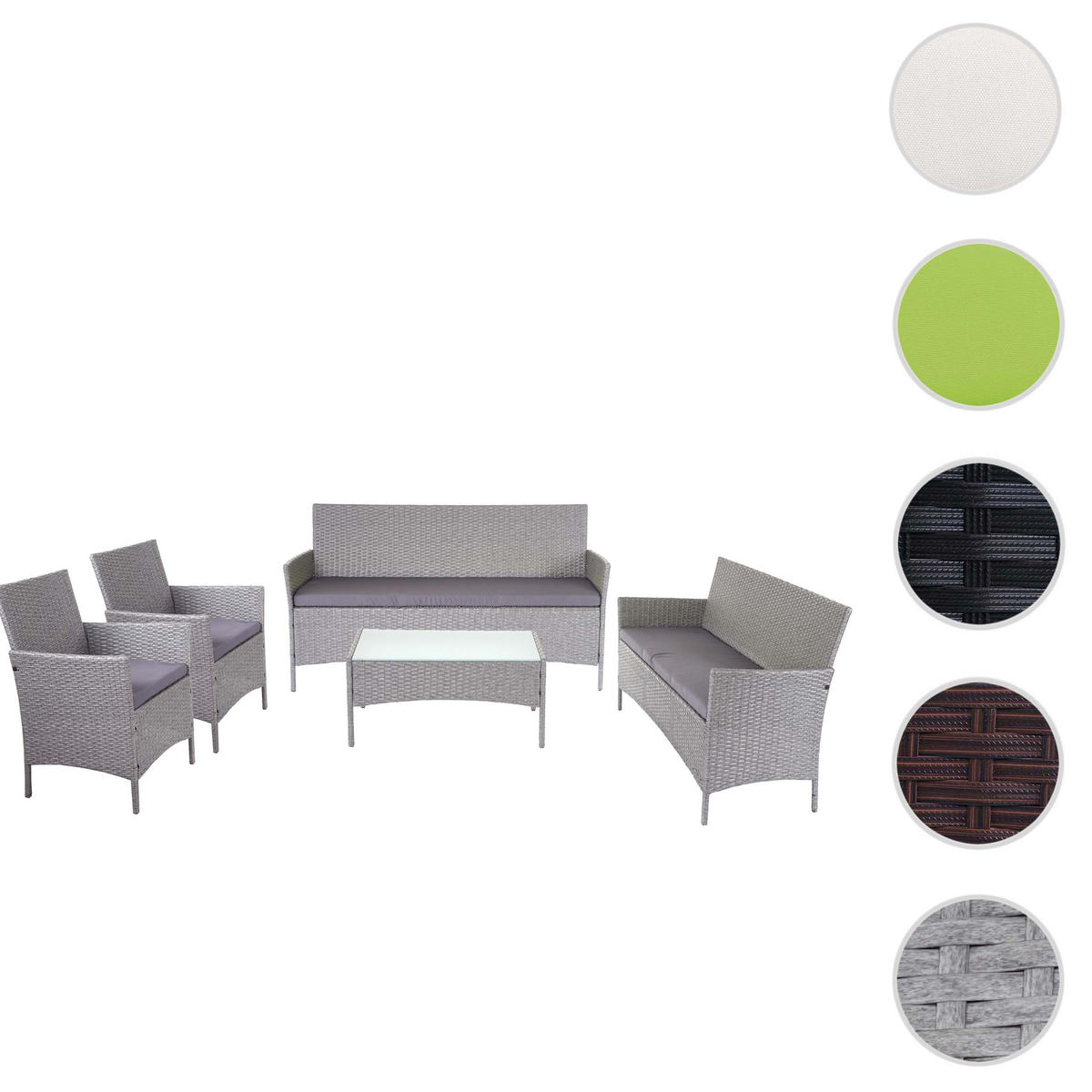 POLY-RATTAN GARNITUR Grau - Grau, Kunststoff - MCW