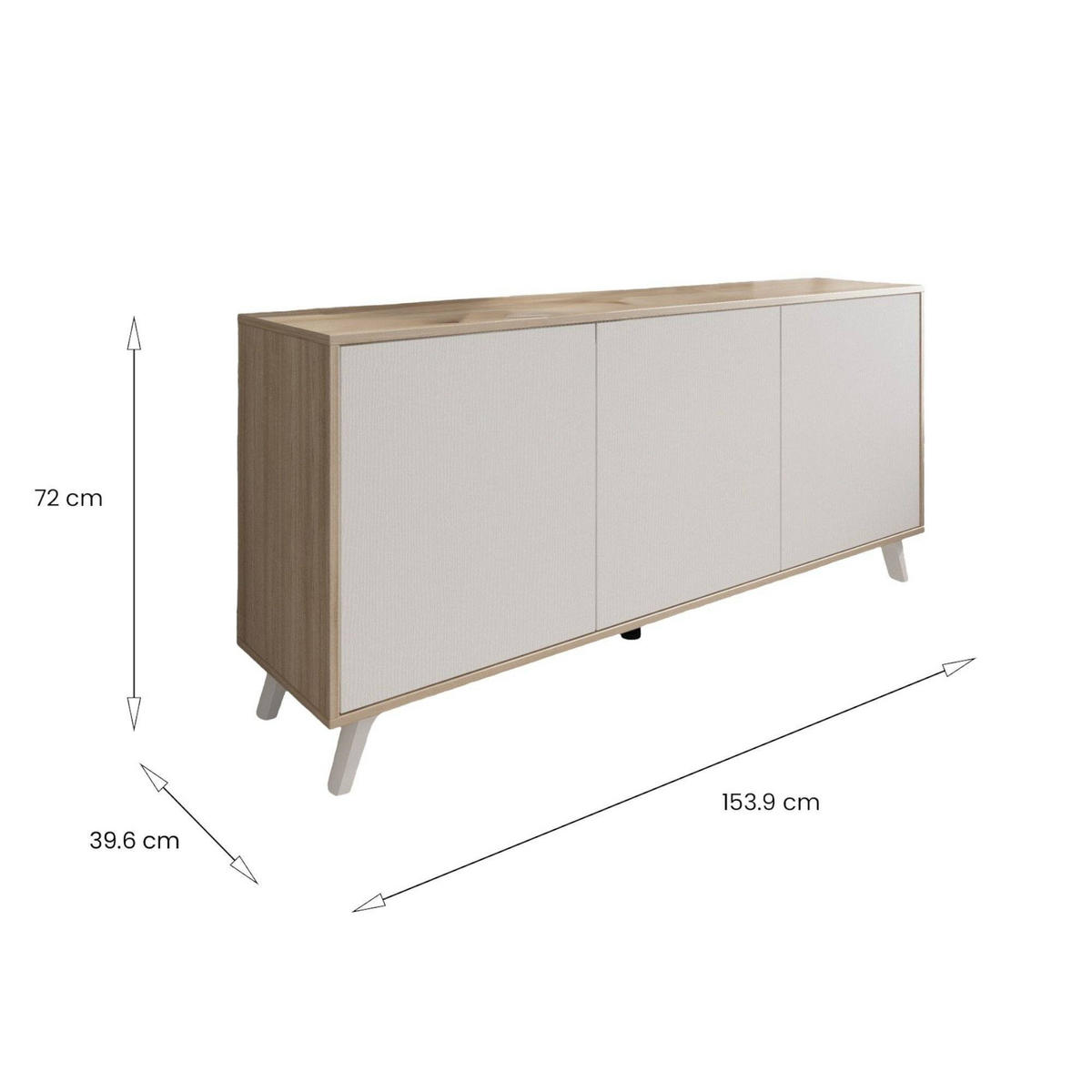 KOMMODE Eiche, Weiß 39.6/153.9/72 cm - Braun, Holzwerkstoff (154/72/40cm) - DMORA