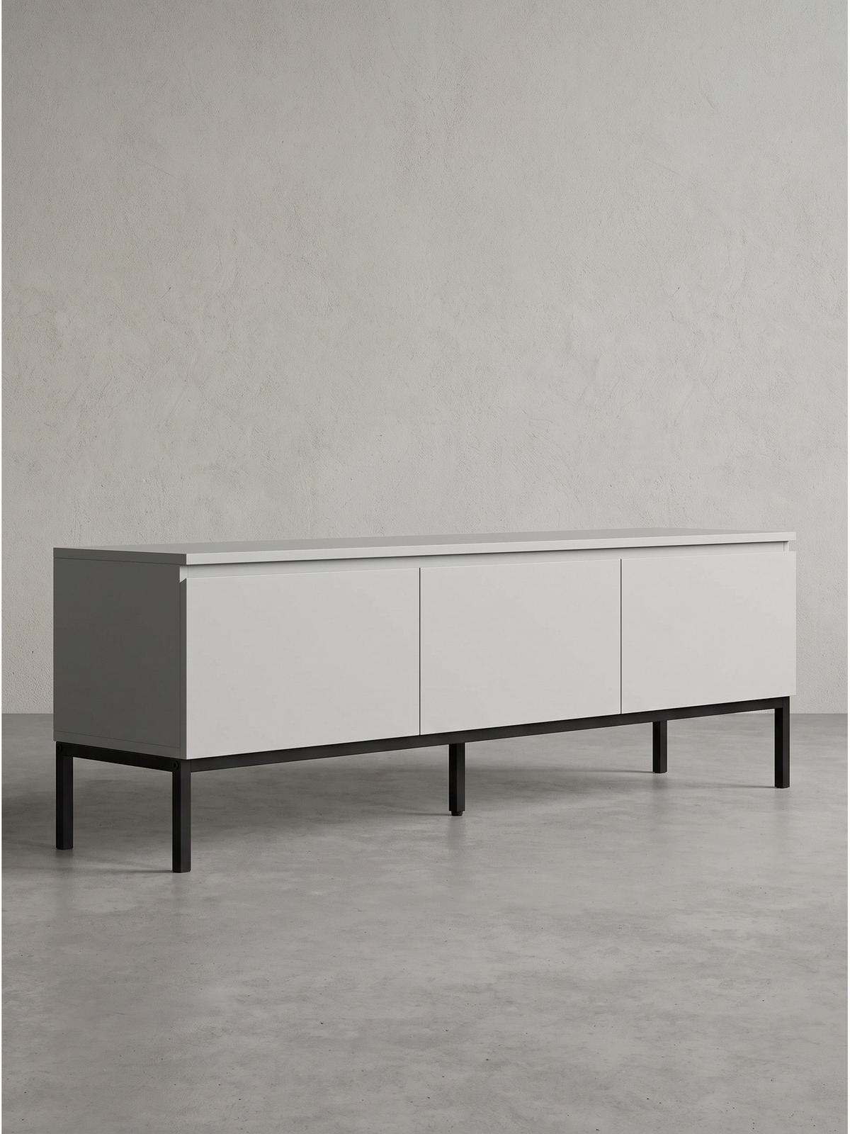 LOWBOARD GAETA, MDF, Hellgrau, 150 x 37 x 46 cm - Schwarz/Grau, Holzwerkstoff/Metall (150/46/37cm) - KADIMA DESIGN