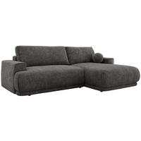 ECKSCHLAFSOFA RINA L Grau Schenille grob gewebt - rechts - Schwarz/Grau, Kunststoff/Textil (170/267cm) - MKS