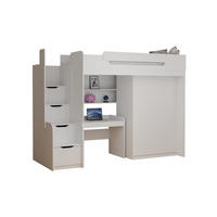 HOCHBETT ARTHUR 90/200 in Weiß mit Schreibtisch und Kleiderschrank - Weiß, Holzwerkstoff (90/200cm) - Deine Möbel 24