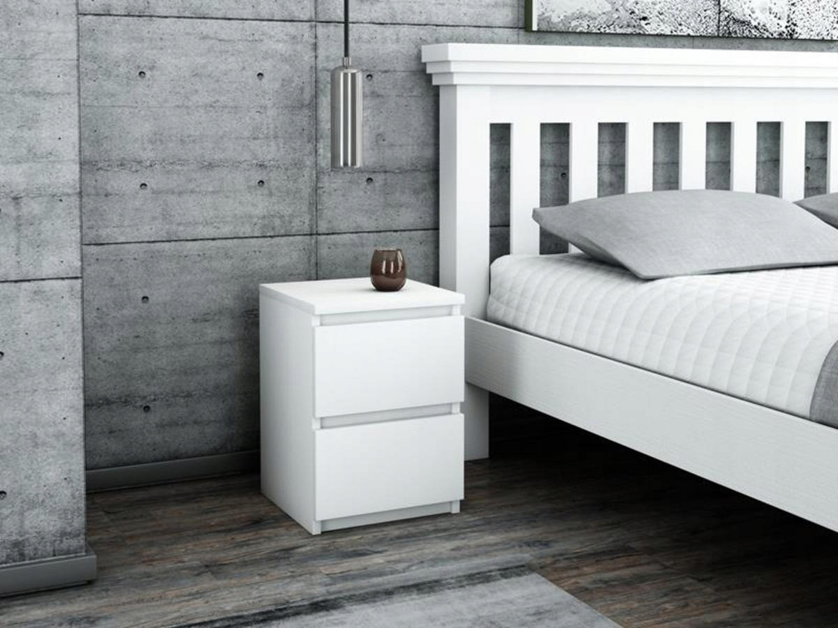 NACHTTISCH EX3 mit 2 Schubladen Weiß 30/30/42 cm - Weiß, Holzwerkstoff (30/42/30cm) - Matkam Möbel