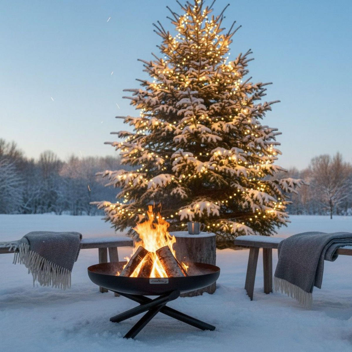 FEUERSCHALE Idaho rund Ø 60 cm - Schwarz, Metall (60/36/60cm) - Mr. Deko