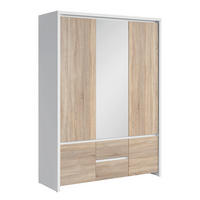 SCHRANK 3 Türen Soren Holz und Weiß - Weiß, Holzwerkstoff (153.5/211/55.5cm) - Petits-meubles