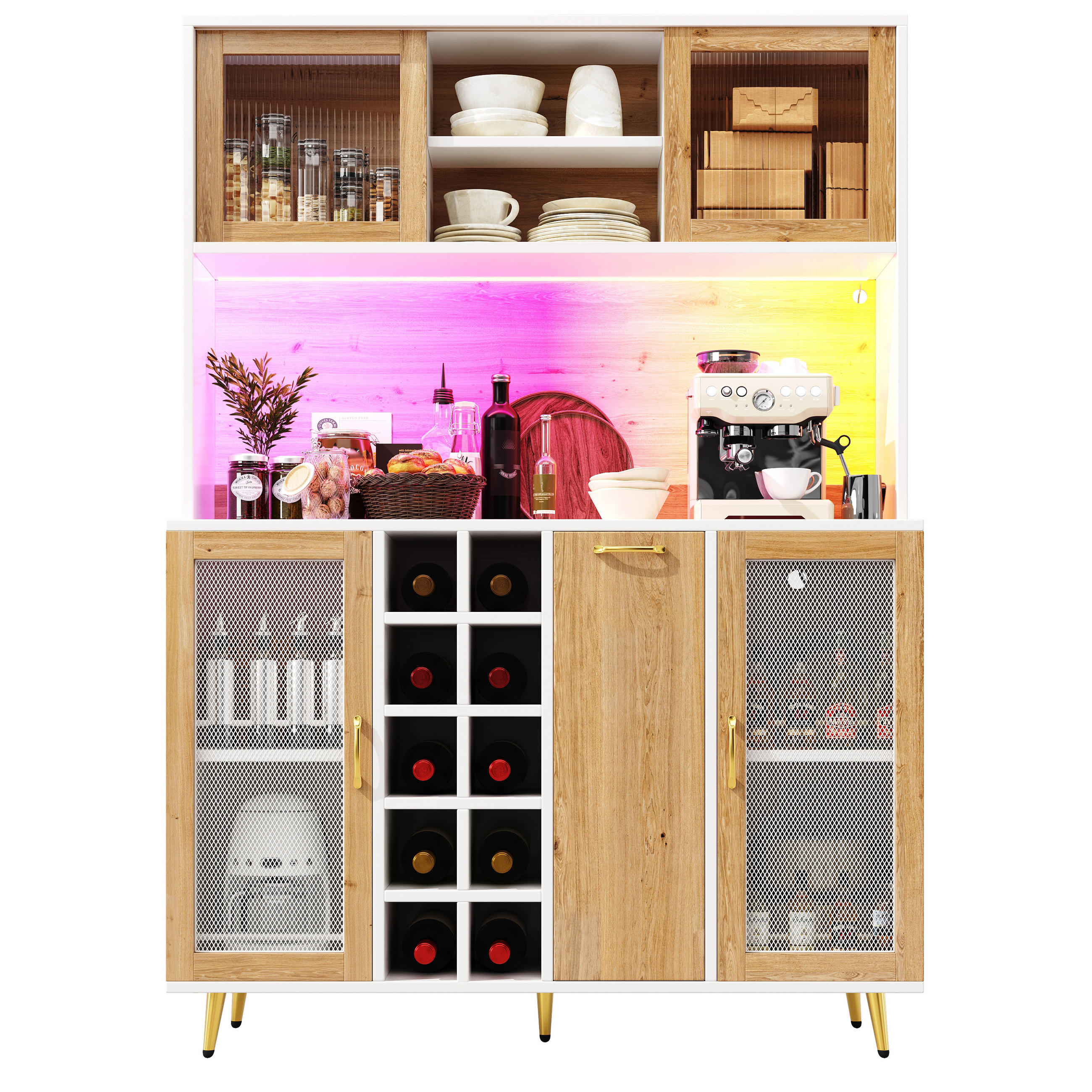 KÜCHENSCHRANK 120x40x170Cm LED Steckdose Weinregal - Multicolor, Holzwerkstoff (120/170/40cm) - FLIEKS