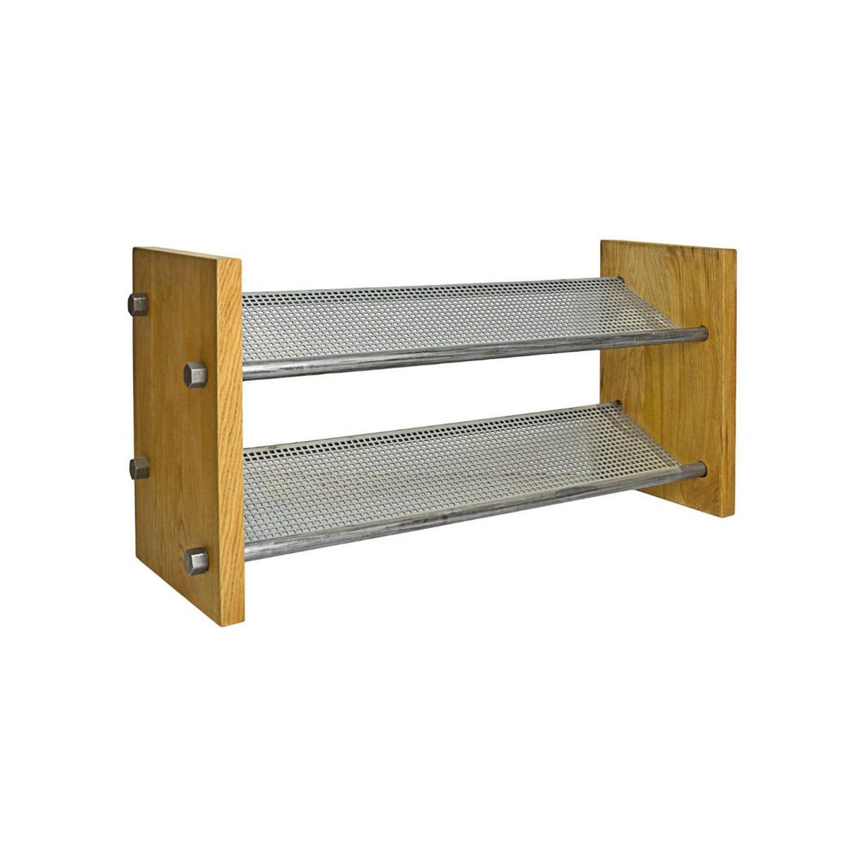 SCHUHREGAL aus Massivholz mit 2 Metallregalen OREST I - Eichefarben, Holz (100/50/35cm) - Rawood Furniture