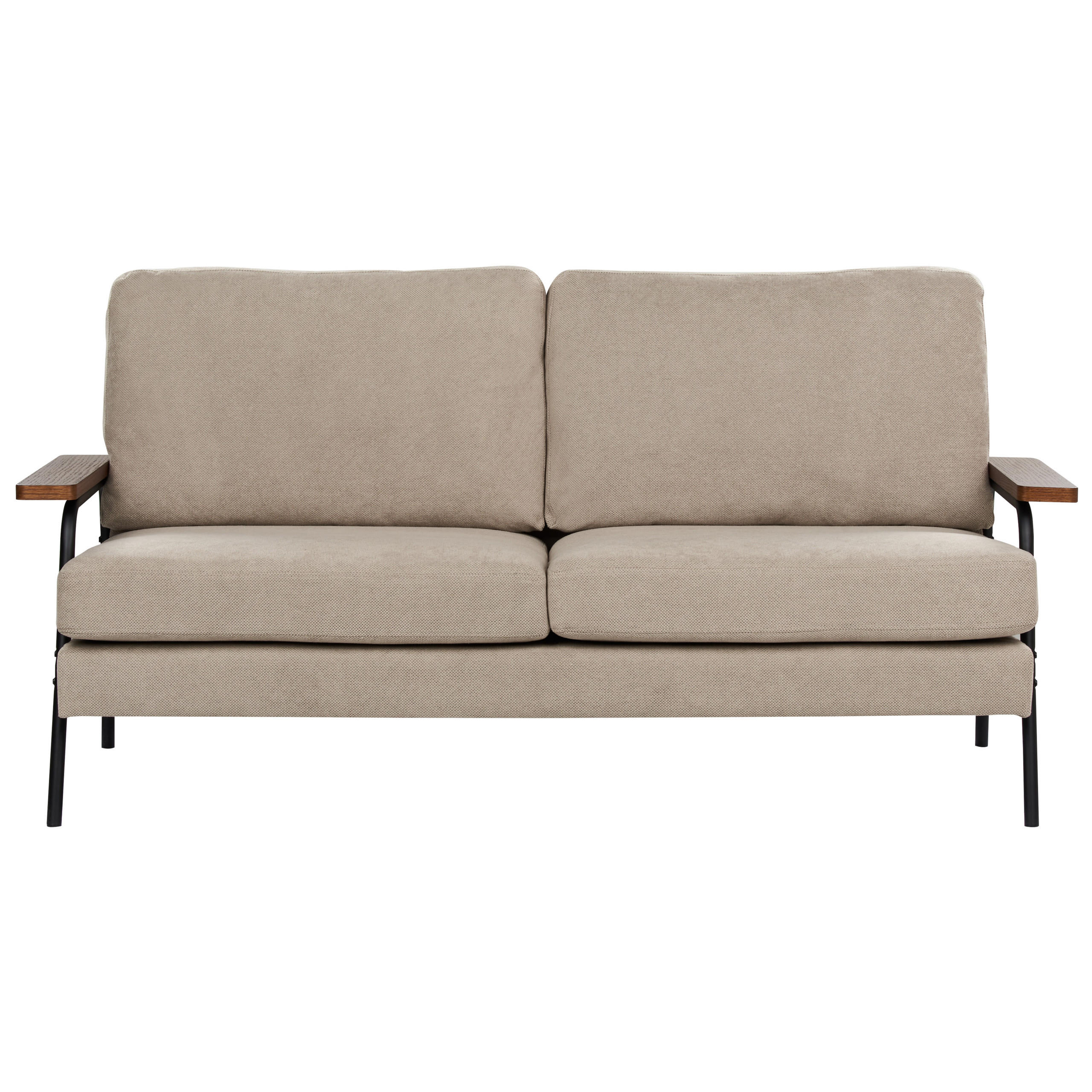 3-SITZER-SOFA Stoff taupe Akranes - Beige/Dunkelbraun, Textil (181/89/80cm) - Beliani