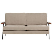 3-SITZER-SOFA Stoff taupe Akranes - Beige/Dunkelbraun, Textil (181/89/80cm) - Beliani