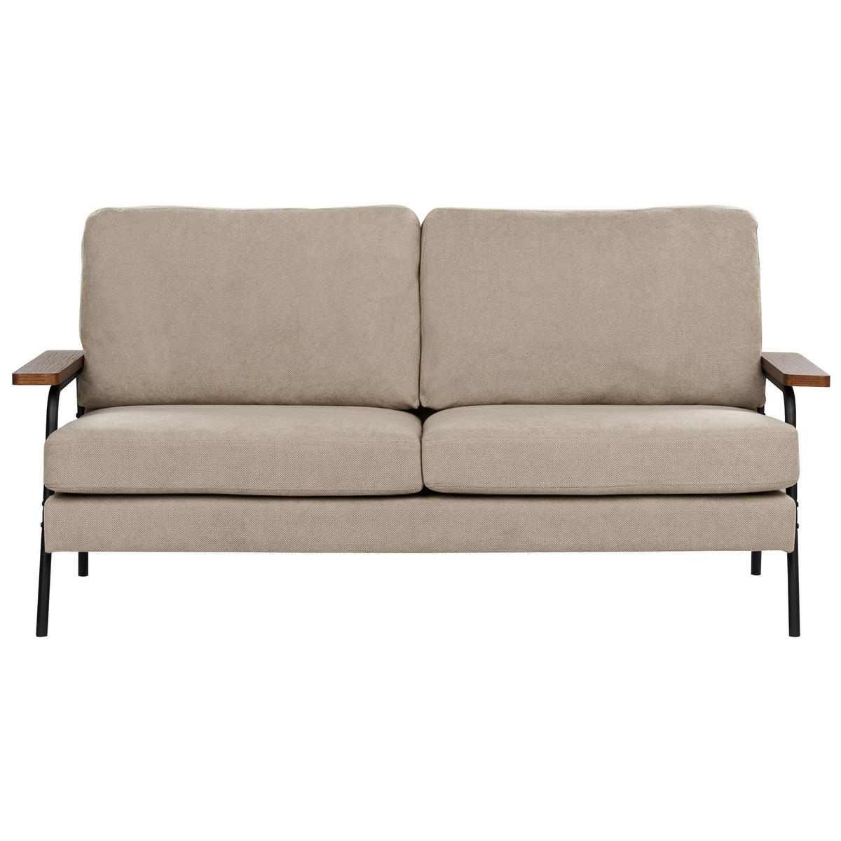 3-SITZER-SOFA Stoff taupe Akranes - Beige/Dunkelbraun, Textil (181/89/80cm) - Beliani