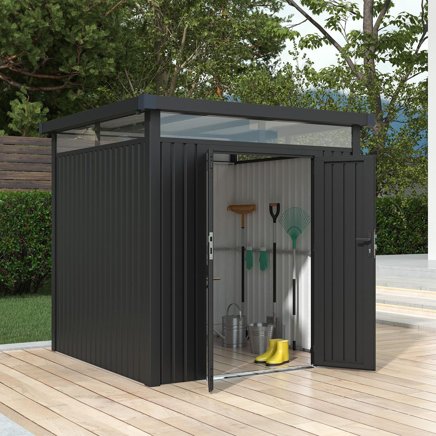 GERÄTEHAUS Luzern Pro Anthrazit - Anthrazit, Metall (230/222/230cm) - Juskys