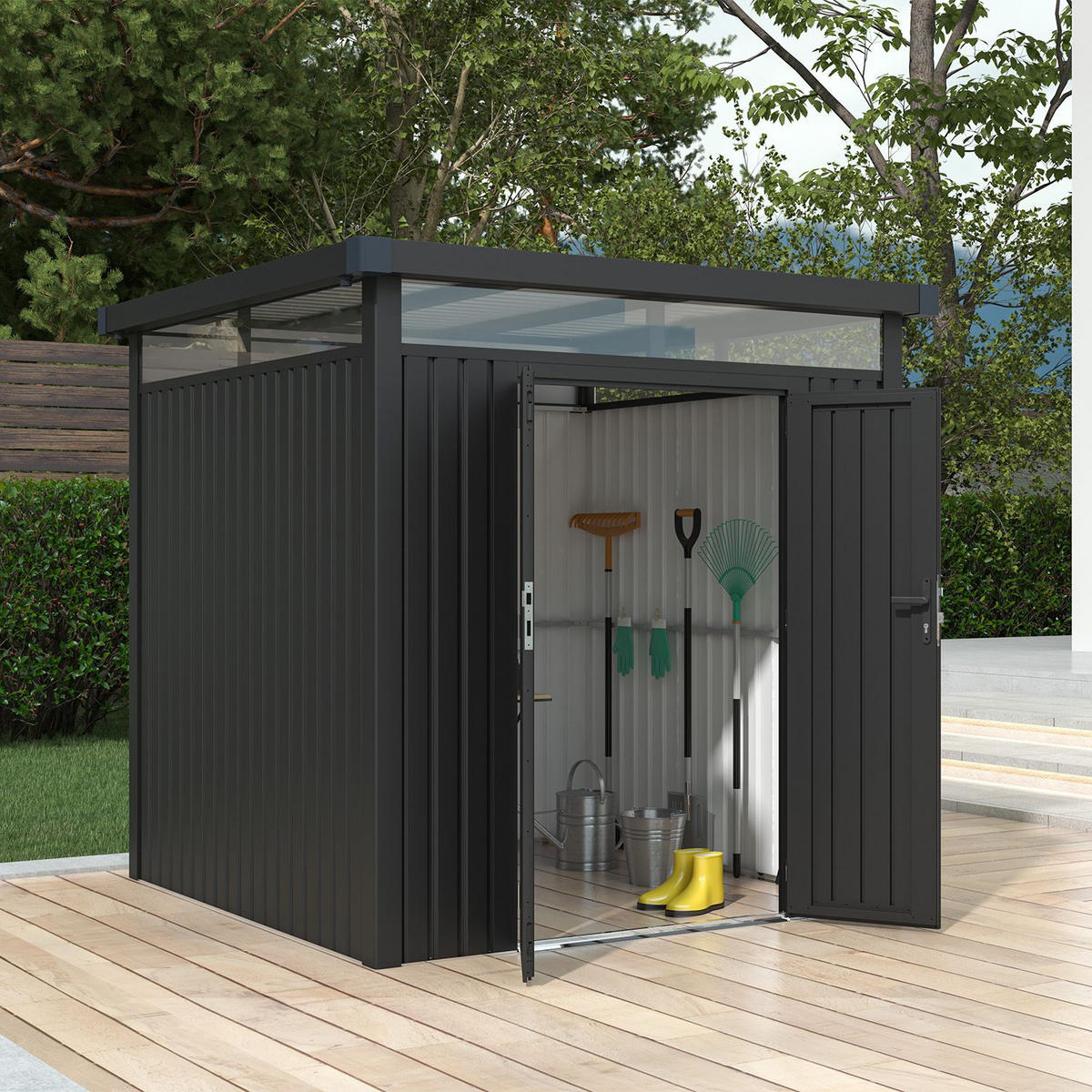 GERÄTEHAUS Luzern Pro Anthrazit - Anthrazit, Metall (230/222/230cm) - Juskys