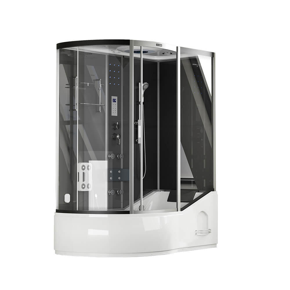 DAMPFDUSCHE ALLIN 4IN1 - Schwarz, Links - Schwarz, Glas (90cm) - Home Deluxe