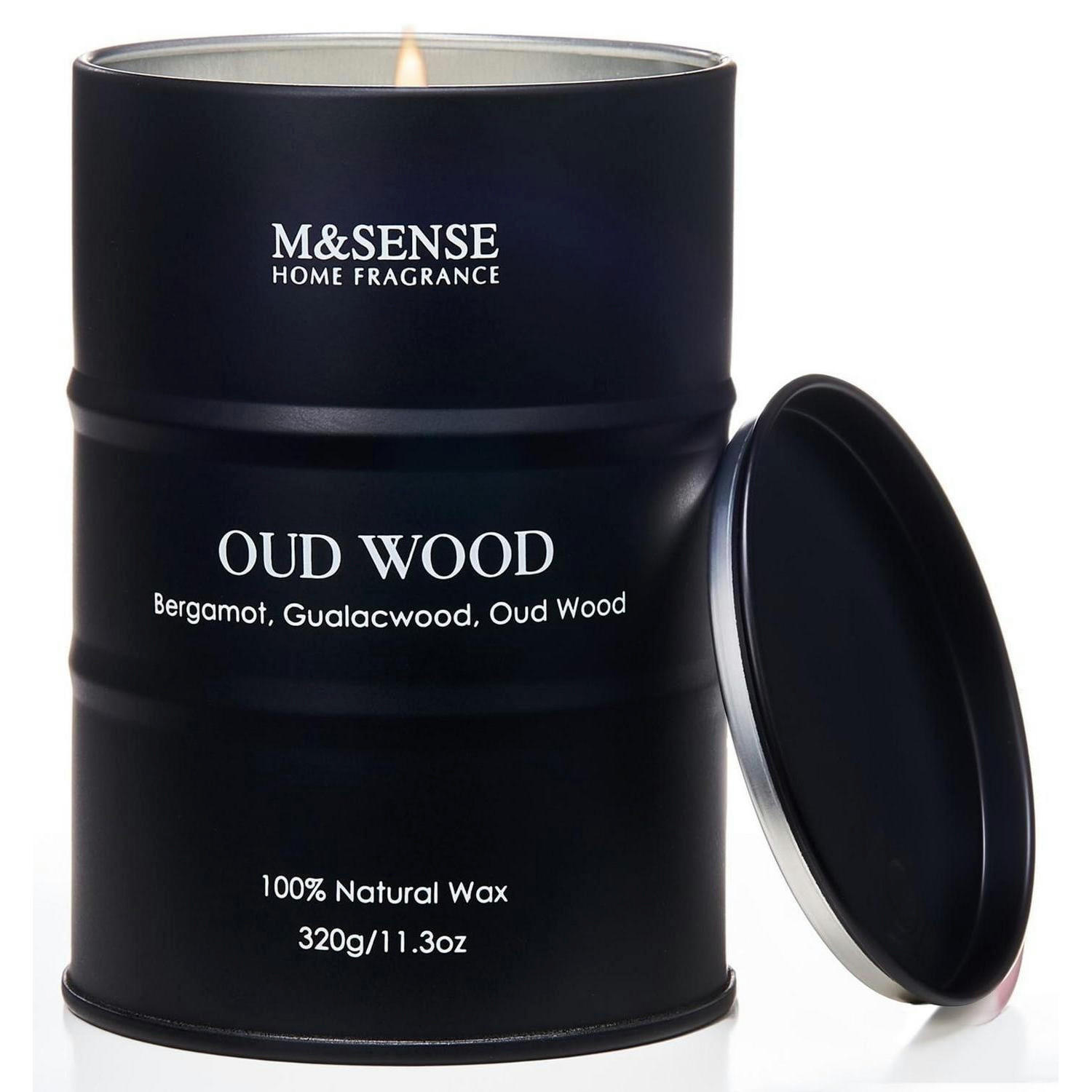 DUFTKERZE Oud Holz 320g Sojawachs langanhaltend - Schwarz, Glas (12cm)