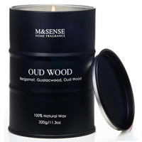 DUFTKERZE Oud Holz 320g Sojawachs langanhaltend - Schwarz, Glas (12cm)