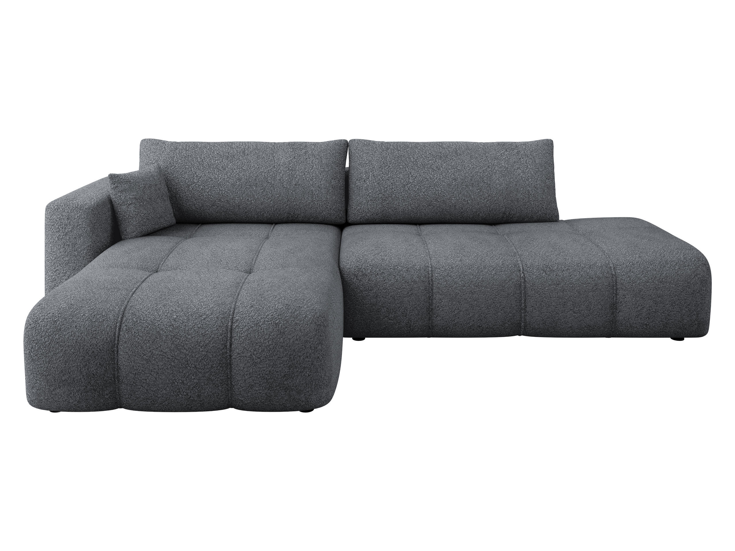 ECKSOFA Furyn O Boucle, Seite: Links - Dunkelgrau/Schwarz, Holzwerkstoff/Kunststoff (262/145cm) - MIRJAN24