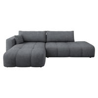 ECKSOFA Furyn O Boucle, Seite: Links - Dunkelgrau/Schwarz, Holzwerkstoff/Kunststoff (262/145cm) - MIRJAN24