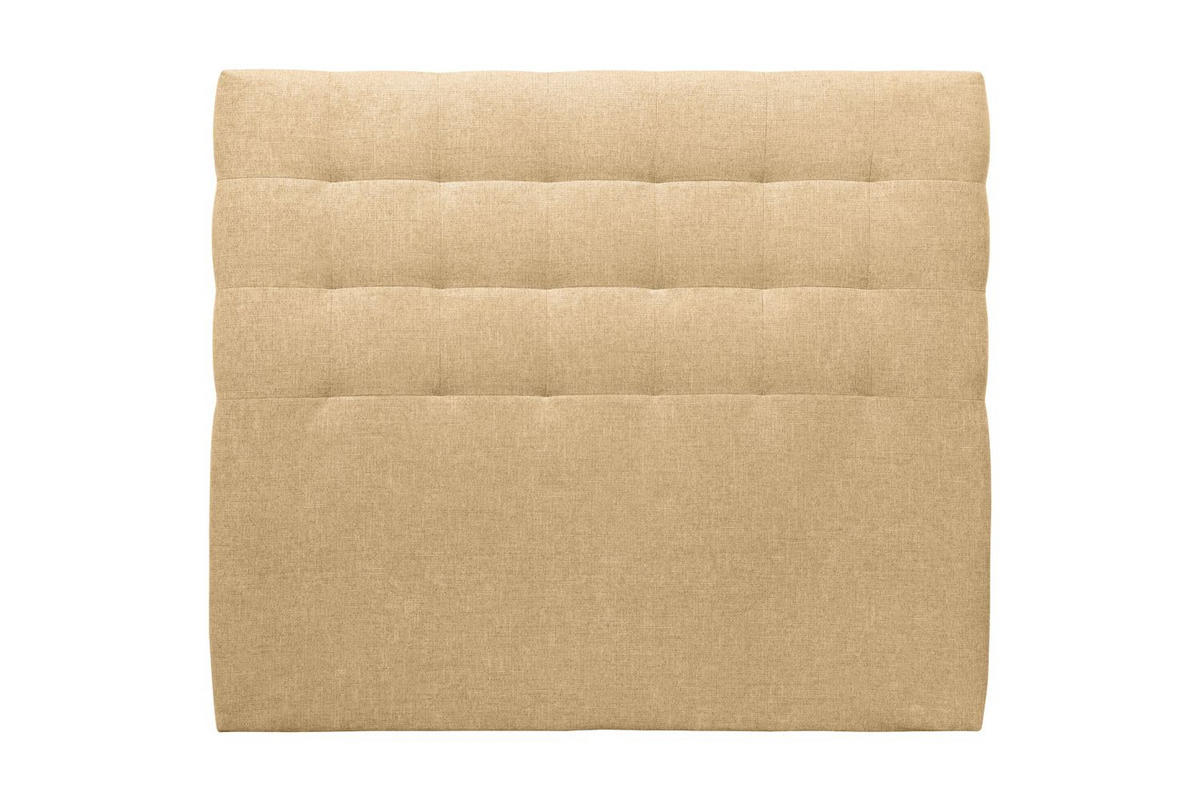 KOPFTEIL gepolstert - Gesteppt – gelber Stoff - 140 cm - Gelb/Beige, Holz (140/120/10cm) - Sommeil de Plomb