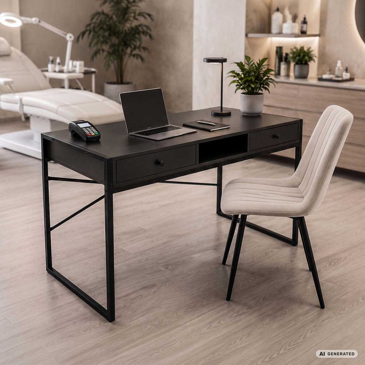 SCHREIBTISCH ELOSNIS 123 cm Schwarz - Schwarz, Holzwerkstoff (123/48/80.5cm) - Akord