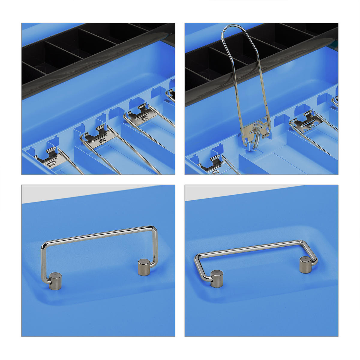 POKLADŇA - modrá, kov/plast (30.5/8.5/24.5cm) - Relaxdays