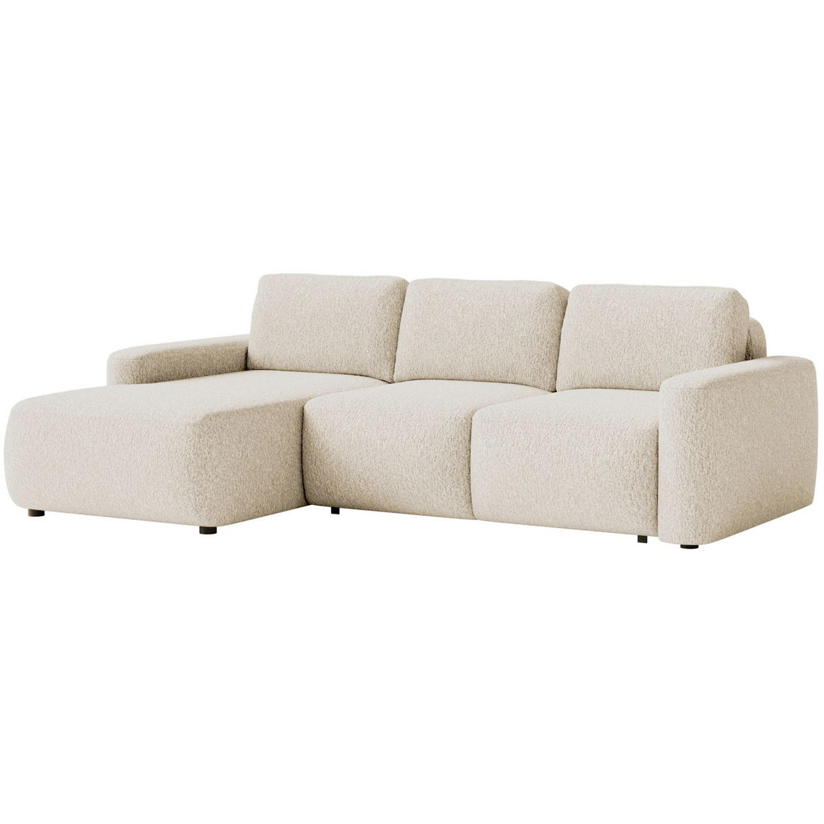 ECKSOFA Carnos Mini Hellbeige Chenille - Ecru/Schwarz, Kunststoff/Textil (238/164cm) - Selsey