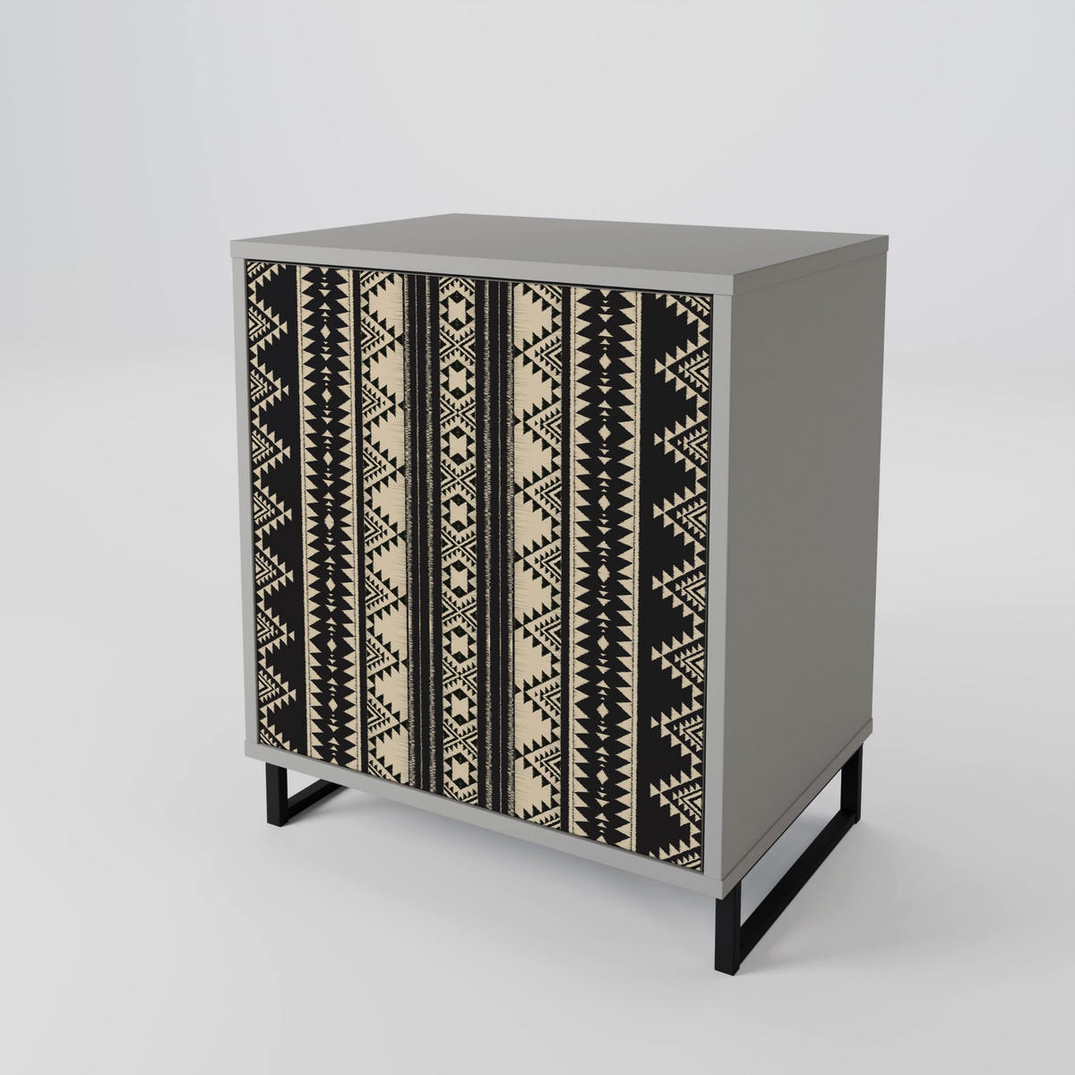 SIDEBOARD AZTEC, Grau, 57,5x42x77,5 cm, Schräge Buchenholzfüße - Buchefarben/Multicolor, Holzwerkstoff/Buchenholz (57.5/77.5/42cm) - SpaceRebels