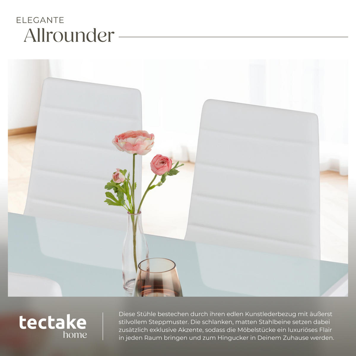 ESSZIMMERSTUHL 4er Set Thomas 41 x 45 x 98 5 cm weiß - Weiß, Textil (48/98.5/45cm) - tectake