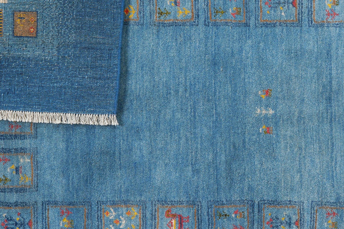 GABBEH-TEPPICH handgeknüpft Rizbaf Blau 247/169 cm Schurwolle - Blau, Textil (169/247cm) - Looma