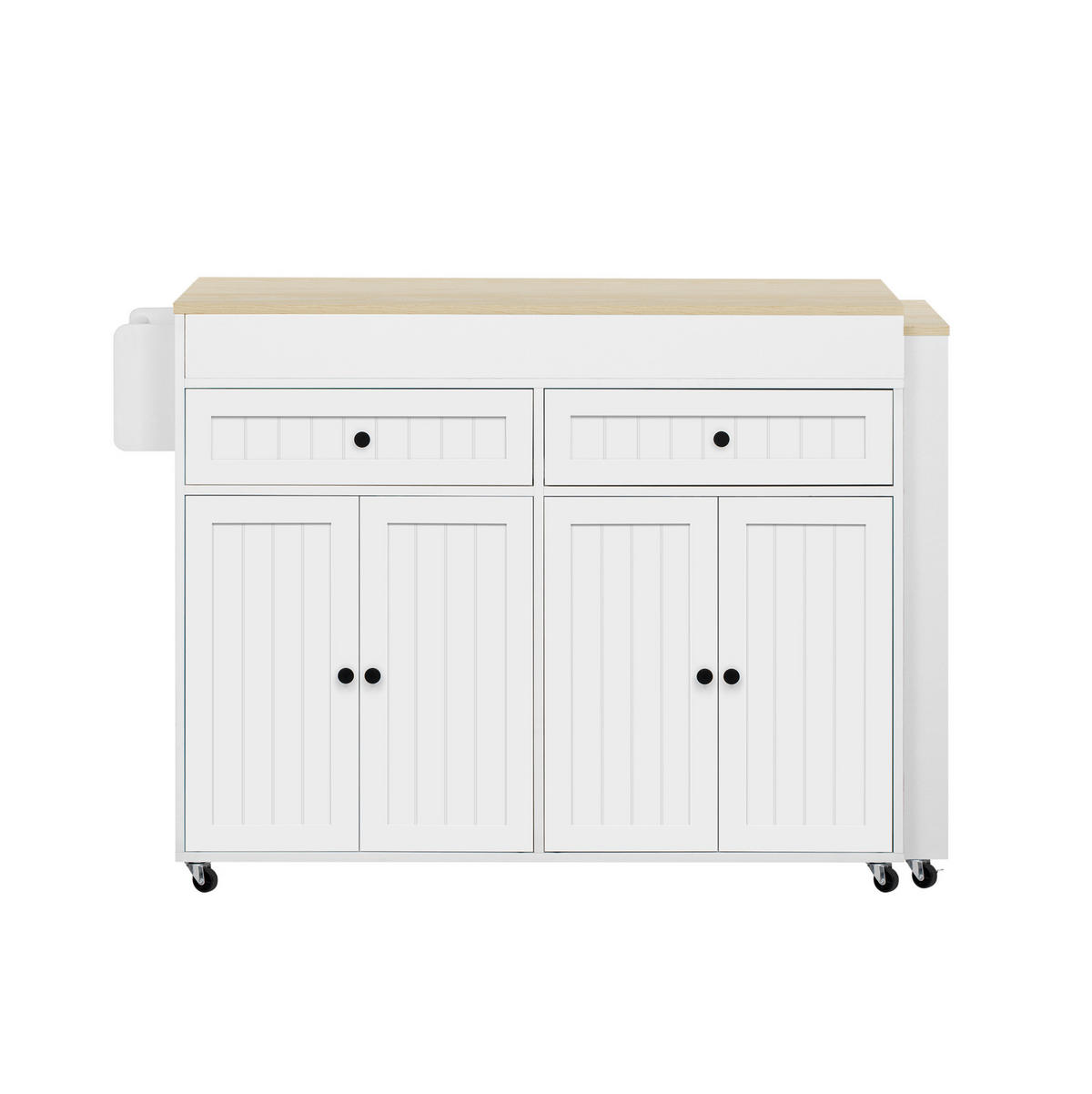 KÜCHENINSEL 112-180,5/92,2/45 cm Weiß/Natur aus MDF mit ausziehbarer Arbeitsplatte - Weiß, Holzwerkstoff (45/92.2/180.5cm) - OKMYHOME