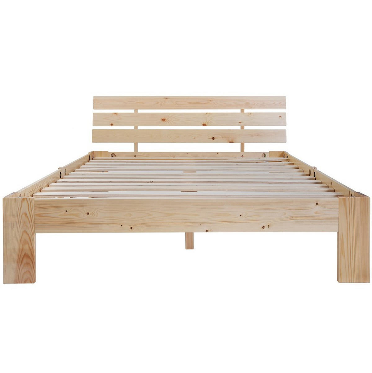 BETT 140/200 cm aus Massivholz in Natur mit Lattenrost - Naturfarben, Holz (140/200cm) - Flora Grace
