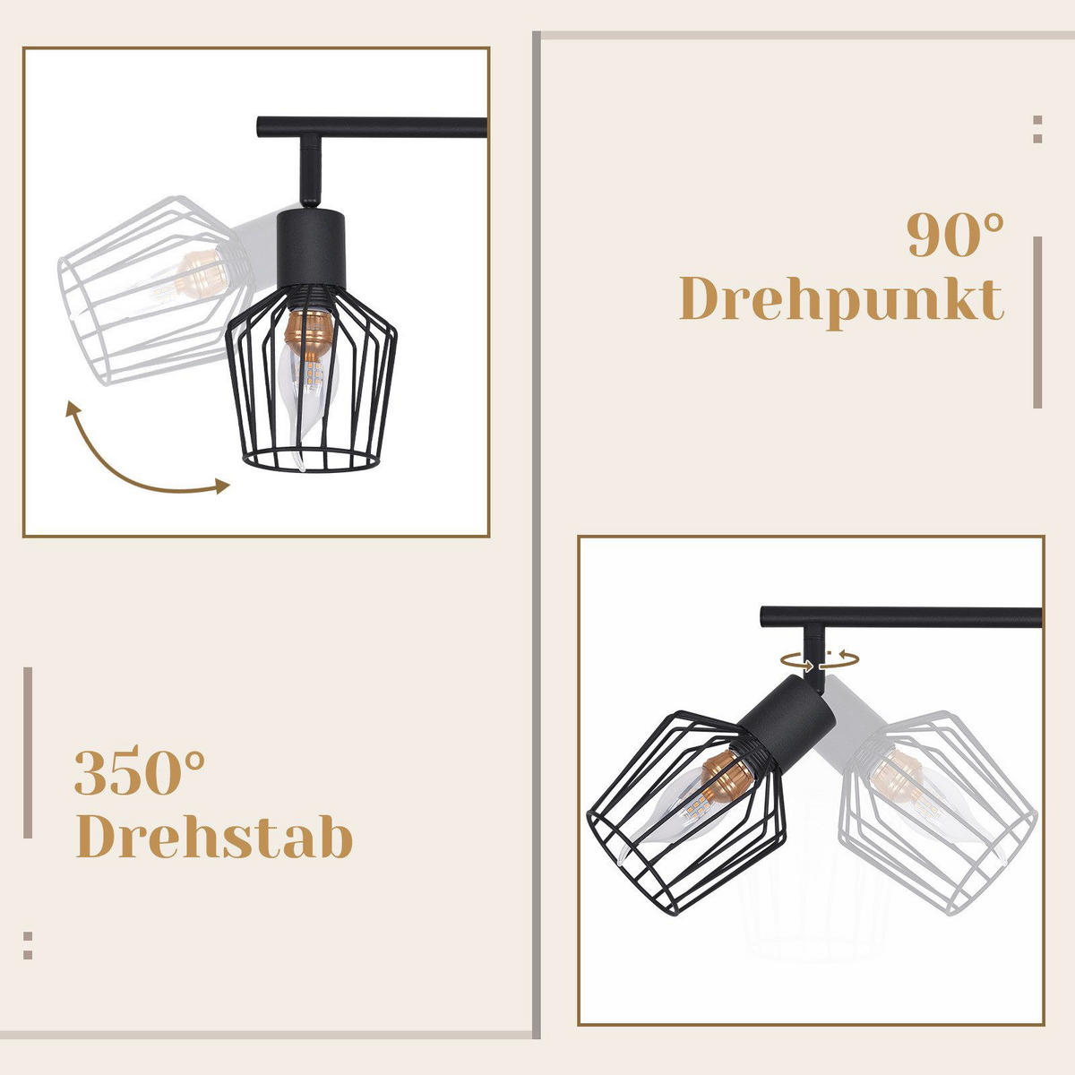 STRAHLER Franziska 6-flammig 122/20/10 cm - Schwarz, Metall (122/20/10cm) - Nettlife