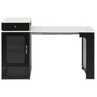KÜCHENINSEL in Schwarz und Weiß Servierwagen mit ausziehbarer Tischplatte für Esszimmer und Küche, B71/T80/H92 cm - Schwarz/Weiß, Glas/Holzwerkstoff (151/92/80cm) - STILVORA