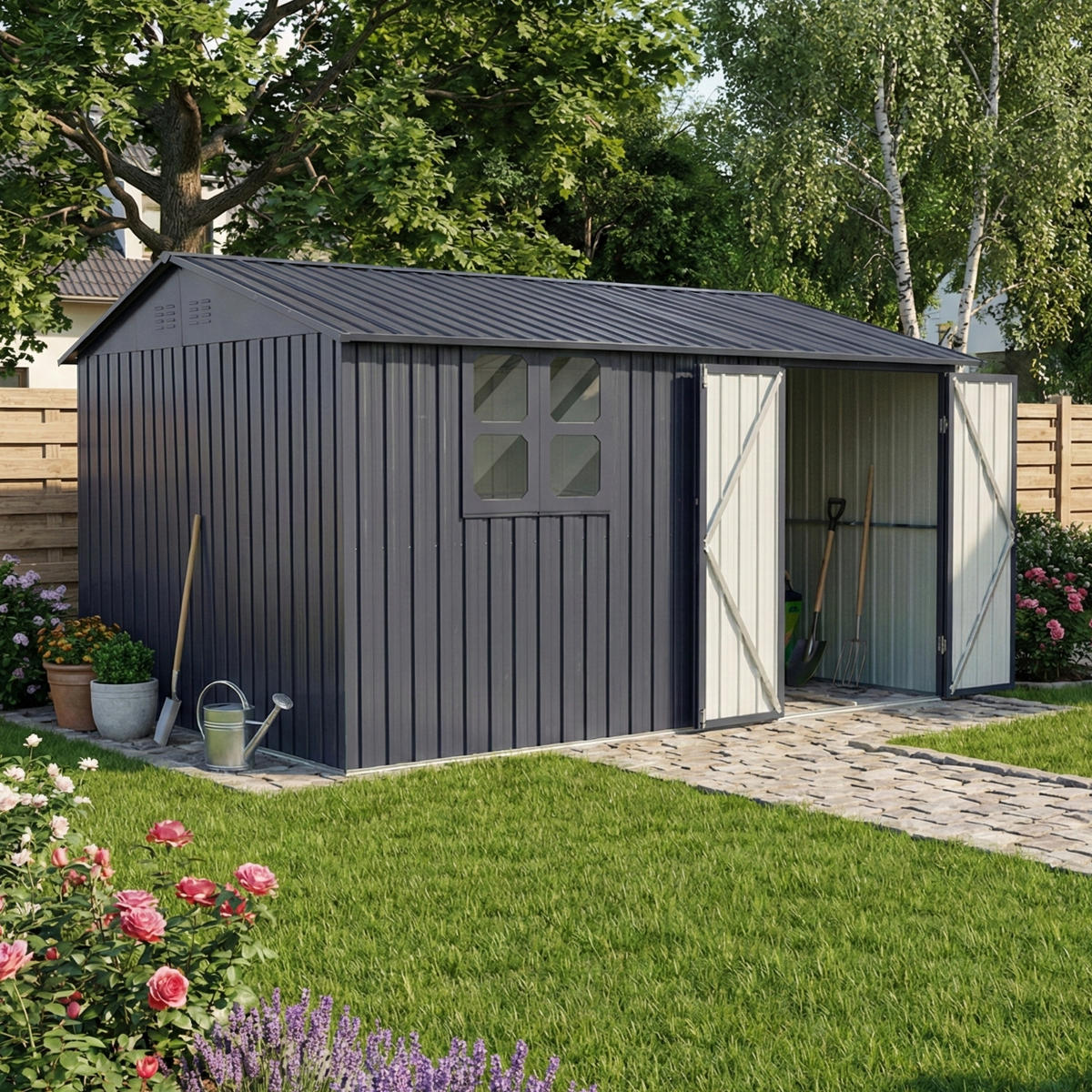 GERÄTEHAUS XXXL - Anthrazit, Metall (392/201/308cm) - Albatros