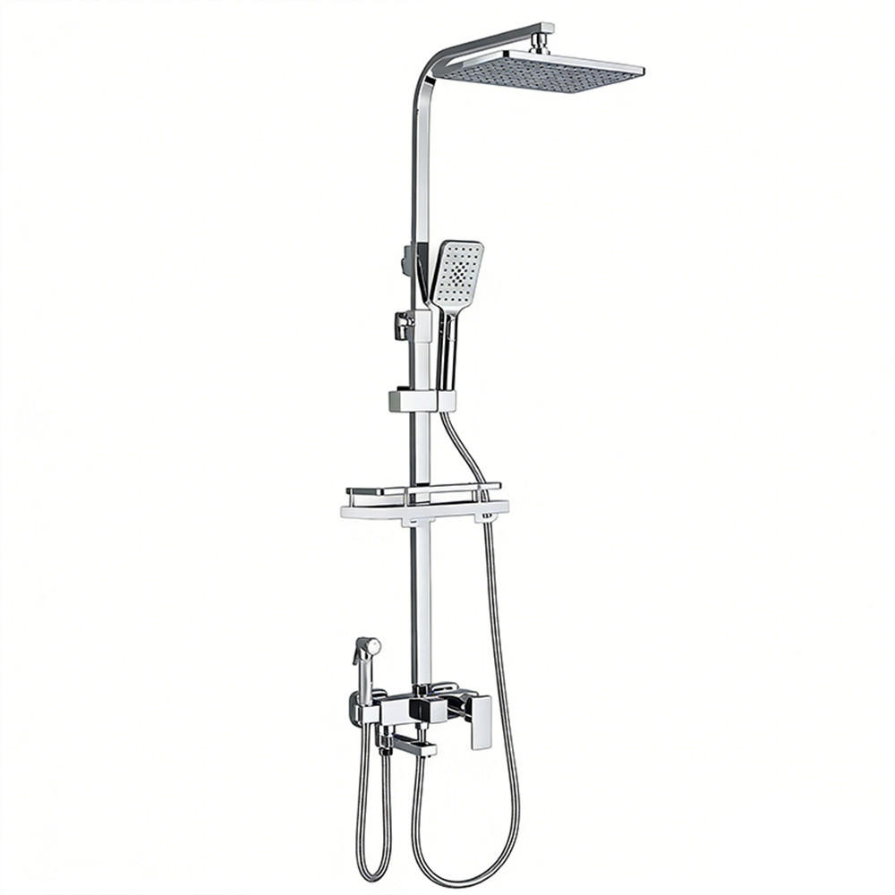 ÜBERKOPFBRAUSESET Regen Duschsystem Auslauf Silber - Silberfarben, Metall (29/116/34cm) - Kaket