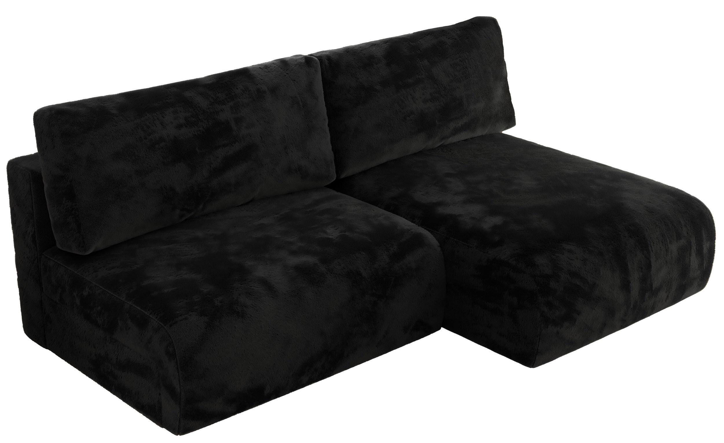 ECKSCHLAFSOFA VIVO L Schwarz Plüsch - rechts - Schwarz, Kunststoff/Textil (150/223cm) - MKS