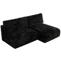 ECKSCHLAFSOFA VIVO L Schwarz Plüsch - rechts - Schwarz, Kunststoff/Textil (150/223cm) - MKS