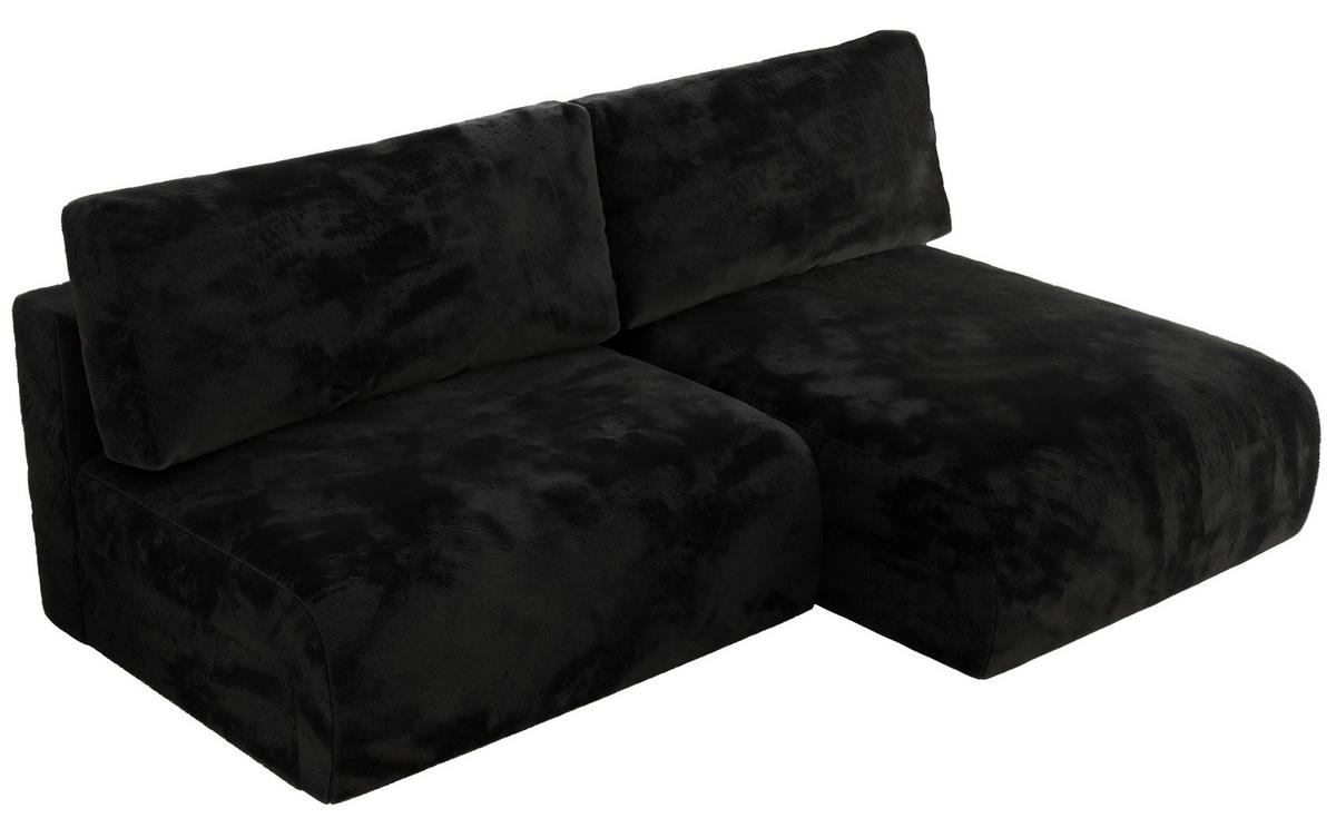 ECKSCHLAFSOFA VIVO L Schwarz Plüsch - rechts - Schwarz, Kunststoff/Textil (150/223cm) - MKS
