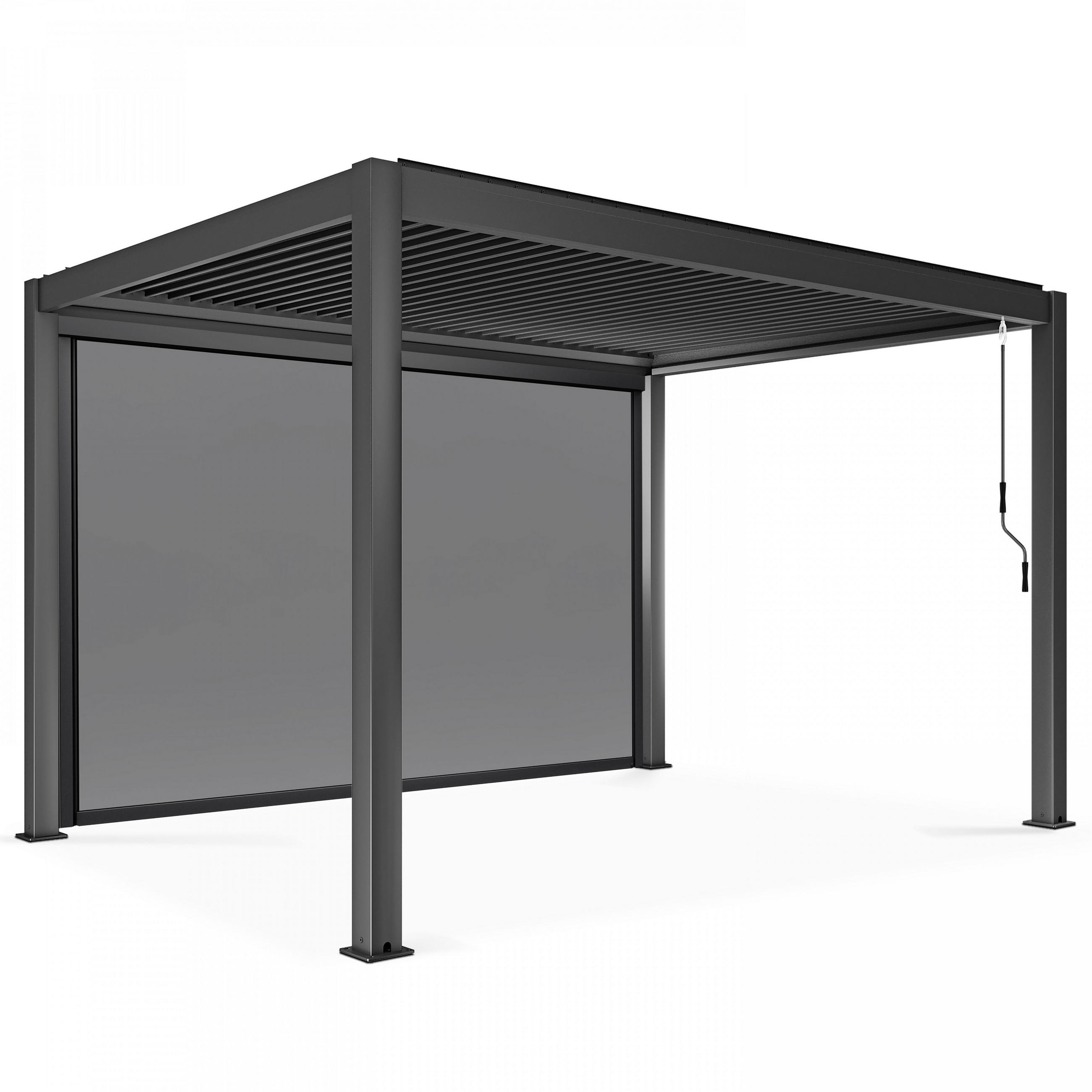 PERGOLA 3x4 m, mit 1 Markise, Grau - Grau, Metall (296/257/403cm) - Oviala