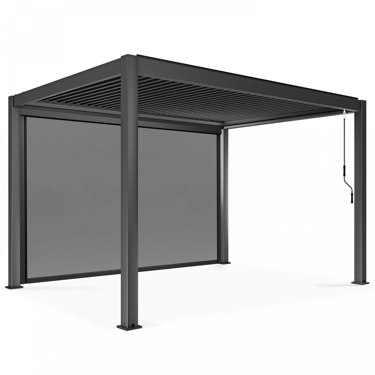 PERGOLA 3x4 m, mit 1 Markise, Grau - Grau, Metall (296/257/403cm) - Oviala
