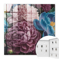 SCHLÜSSELBOX Weiß 30x30 cm – Türöffnung nach rechts - Bunte Blumen - Pink, Metall (30/30/5cm) - TULUP