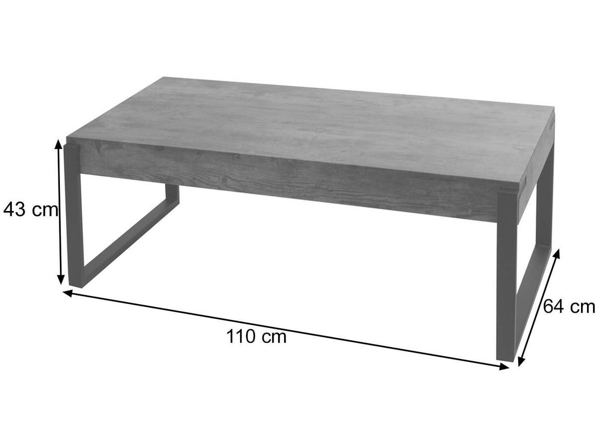 COUCHTISCH eckig Grau - Grau, Holzwerkstoff (64/110/43cm) - Jamb